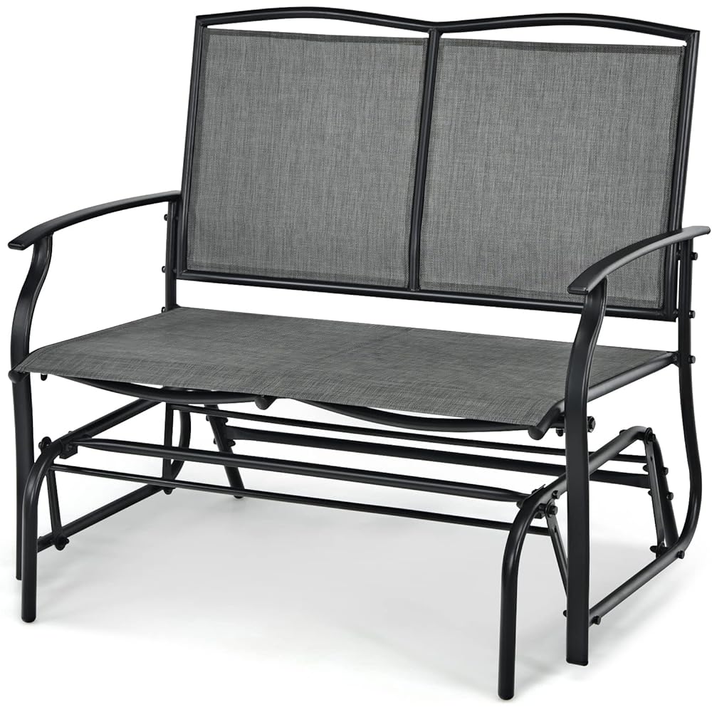 AUGESTER Outdoor Swing Glider Chair for 2 Persons, Rocking Seating Patio Bench w/Coated Steel Frame, Patio Loveseat for Backyard, Garden (Grey)