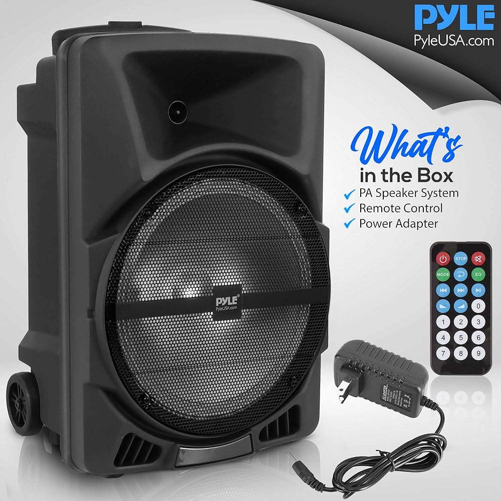 Pyle Wireless Portable PA Speaker System 800W Powered Bluetooth Indoor &amp; Outdoor DJ Stereo Loudspeaker with MP3 AUX 3.5mm Input, Flashing Party Light &amp; FM Radio-PPHP1244B,Black