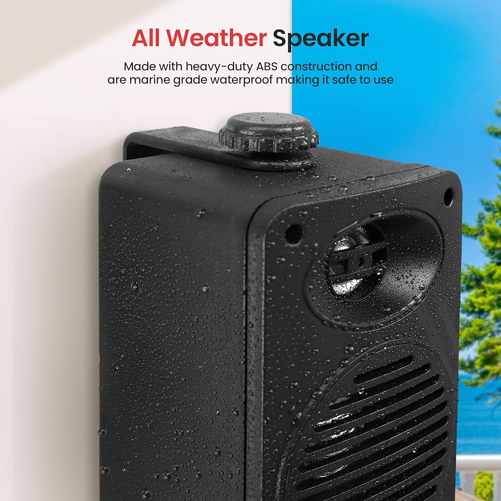 Pyle 200 Watt Bluetooth Indoor Outdoor Speakers Pair Dual Waterproof 3.5” 2-Way Full Range Speaker System w/ 1/2” High Compliance Polymer Tweeter | Home, Boat, Marine, Deck, Patio, Poolside (Black)