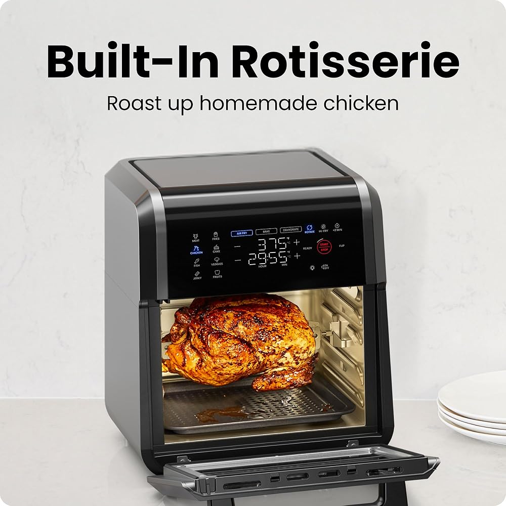 Chefman 12-Quart 6-in-1 Air Fryer Oven with Digital Timer, Touchscreen, and 12 Presets Family Size Countertop Convection Oven, Dishwasher-Safe Parts