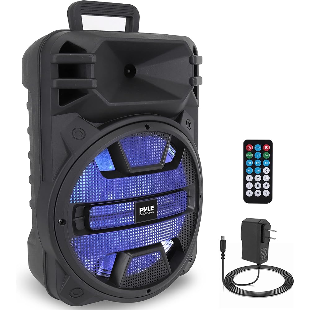 Pyle 12'' Portable Bluetooth Speaker System 800 Watts Karaoke Speaker w/ Latest DJ LED Lights, USB/FM/BT/Aux/Remote Control/Mic Inputs &amp; Built-in Rechargeable Battery PPHP1243B