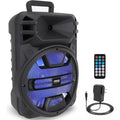 Pyle 12'' Portable Bluetooth Speaker System 800 Watts Karaoke Speaker w/ Latest DJ LED Lights, USB/FM/BT/Aux/Remote Control/Mic Inputs &amp; Built-in Rechargeable Battery PPHP1243B