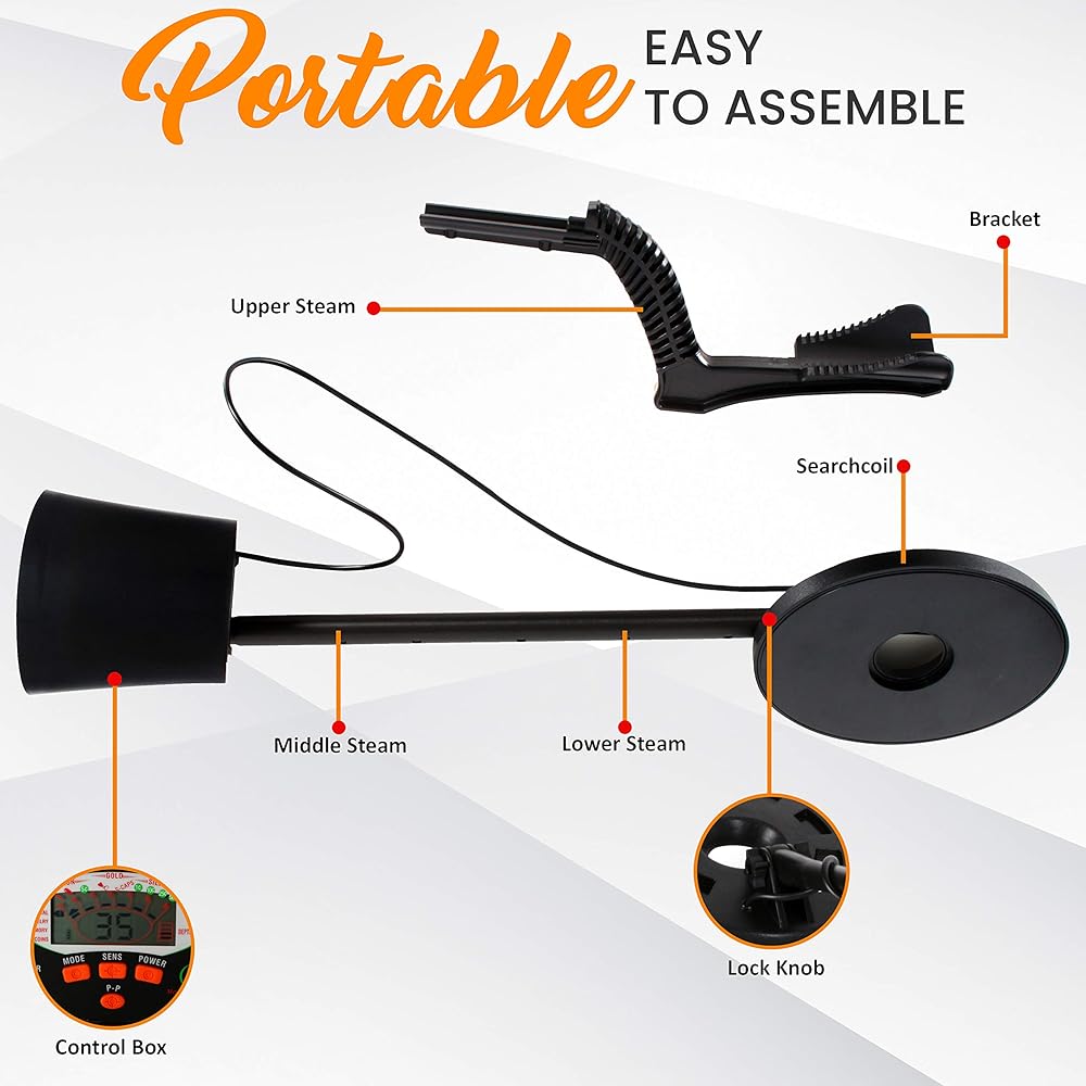 Pyle Pinpointer Metal Detector | Handheld Metal Detector W/High Sensitivity | Built-in Speaker | Comfortable Arm Support | 5 Detection Modes | Find Gold, Silver, Iron, Coins &amp; Jewelry (PHMD74), Black