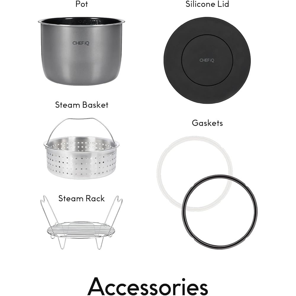 CHEF iQ Smart Pressure Cooker with WiFi and Built-in Scale Easy-to-Use 10-in-1 Multicooker with 500+ Guided Recipes Rice Cooker, Slow Cooker, Instant Meals for Foodies 6 Quart Family Size