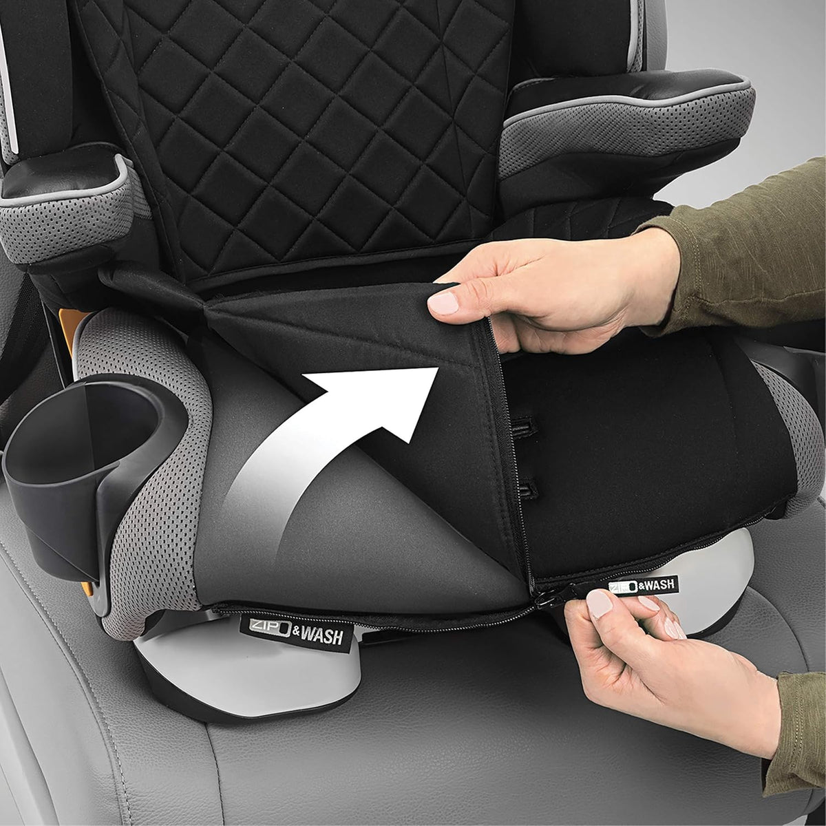 Chicco MyFit® Zip Harness + Booster Car Seat, 5-Point Harness Car Seat and High Back Booster Seat, Zip &amp; Wash Fabric, for Children 25-100 lbs. | Nightfall/Black