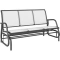 Outsunny 3-Person Patio Glider Bench, Outdoor Porch Glider Swing with 3 Seats, Breathable Mesh Fabric, Metal Frame, Cream White