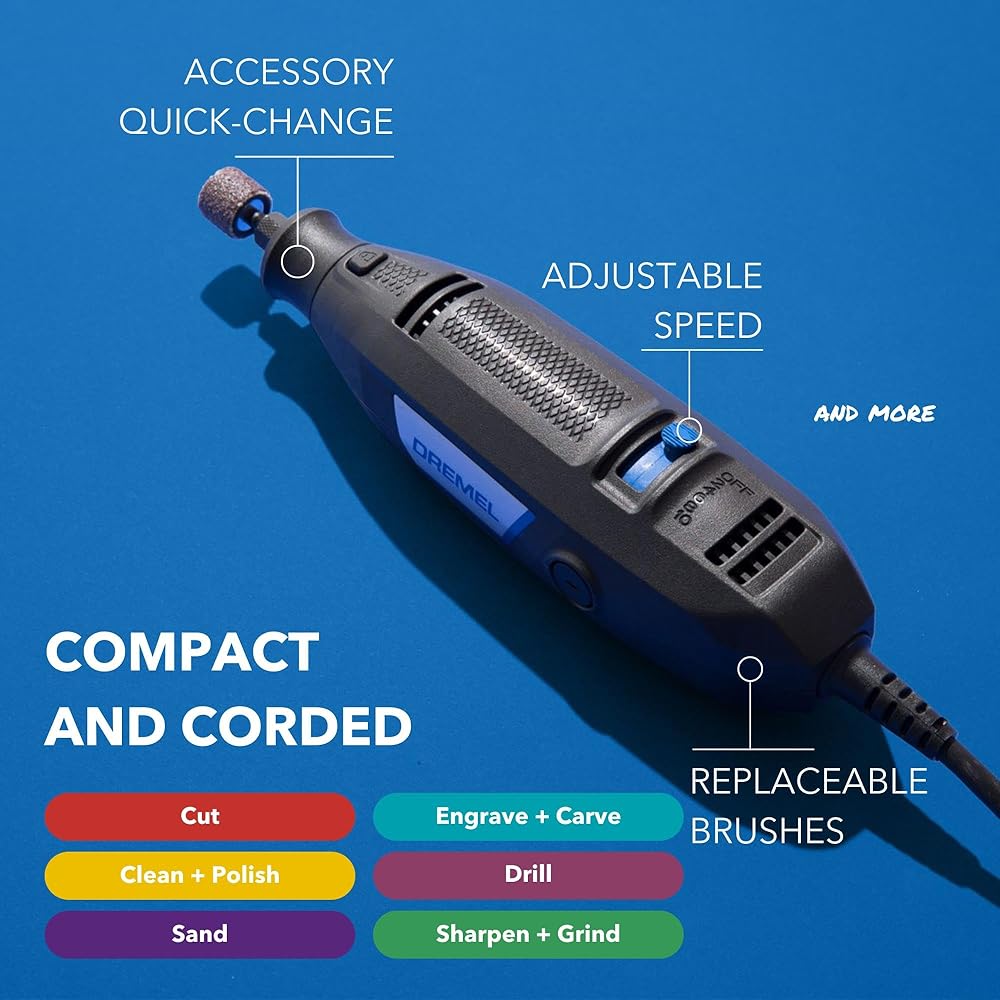 Dremel 3100-1/15 Variable Speed Rotary Tool Kit1 Attachment and 15 Accessories, Ideal for a Variety of Crafting and DIY ProjectsCutting, Sanding, Grinding, Polishing, Drilling, and Engraving