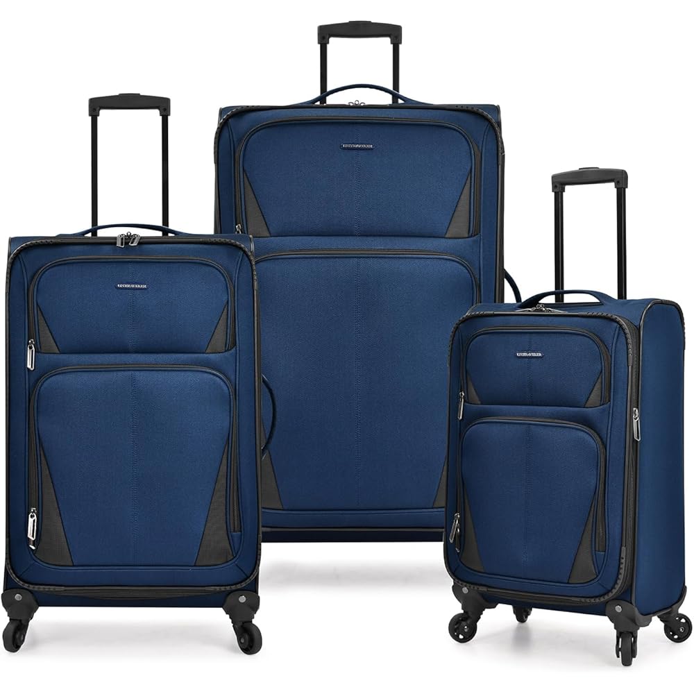 | U.S. Traveler Aviron Bay Expandable Softside Spinner Wheels, Navy, 3 Piece Luggage | Suitcases