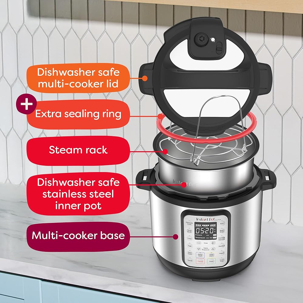 Instant Pot Duo Plus 9-in-1 Multicooker, Pressure Cooker, Slow Cook, Rice Maker, Steamer, Sauté, Yogurt, Warmer &amp; Sterilizer, Includes App With Over 800 Recipes, Stainless Steel, 6 Quarts