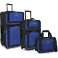 | U.S. Traveler New Yorker Lightweight Softside Expandable Travel Rolling Luggage, Blue Dobby, 3-Piece Set (15/21/29) | Luggage Sets