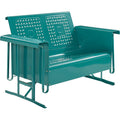 Crosley Furniture Bates Retro Metal Outdoor Loveseat Glider, 2-Person Rocking Patio Bench for Porch, Deck, Turquoise Gloss