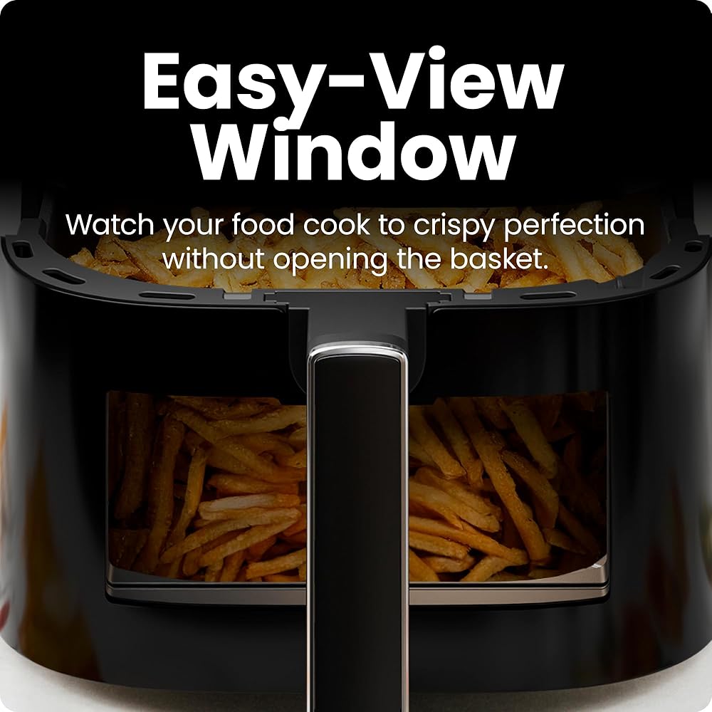 Chefman Air Fryer – 6 QT Compact Airfryer for Quick &amp; Easy Meals, Features Hi-Fry Technology for Extra Crisp, Easy-View Window, Touch Controls with 4 Presets, Nonstick &amp; Dishwasher Safe Basket Black