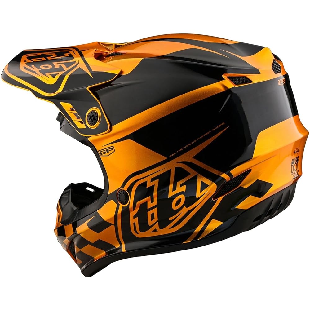 Troy Lee Designs GP Anarchy Adult Offroad Motocross Dirt Bike ATV Powersports Racing Full Face Helmets Lightweight Ventilated Youth GP Helmet; Check UP Gold/Black LG