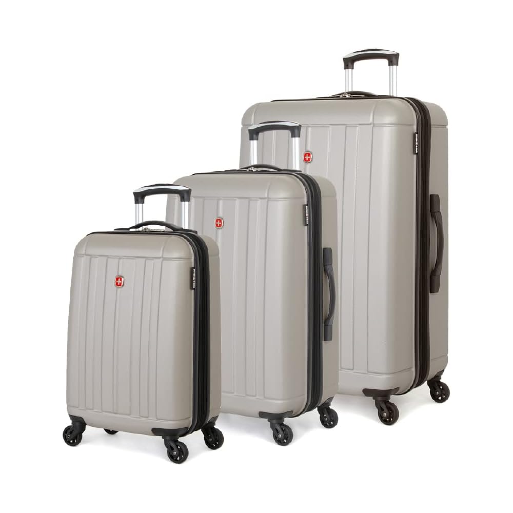 | SwissGear 6297 Hardside Expandable Luggage with Spinner Wheels, Silver, 3-Piece Set (18/23/27) | Suitcases