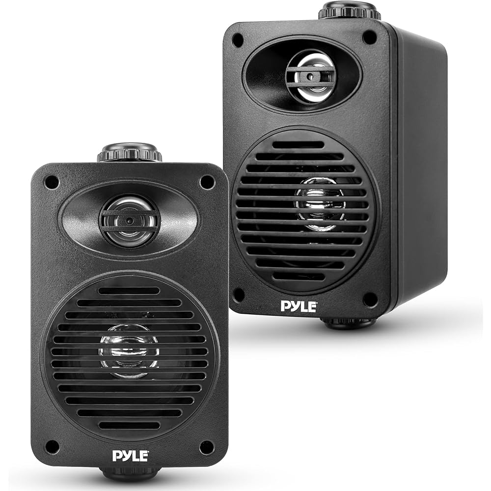 Pyle 200 Watt Bluetooth Indoor Outdoor Speakers Pair Dual Waterproof 3.5” 2-Way Full Range Speaker System w/ 1/2” High Compliance Polymer Tweeter | Home, Boat, Marine, Deck, Patio, Poolside (Black)