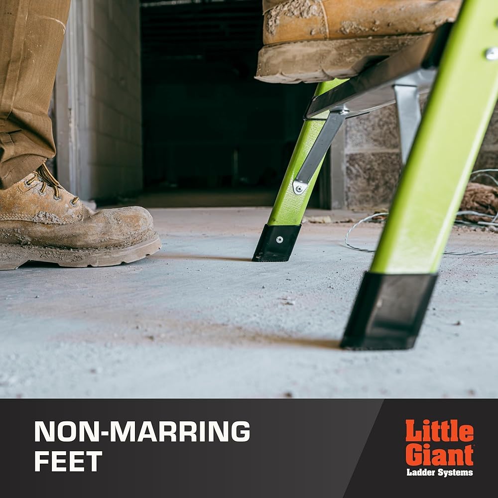 Little Giant Ultra Step Ladder with XL Platform, 3-Step Lightweight Foldable Non-Conductive Fiberglass, 300 Lbs. Capacity Type IA Extra Heavy Duty Ladder 8-Ft Max Reach
