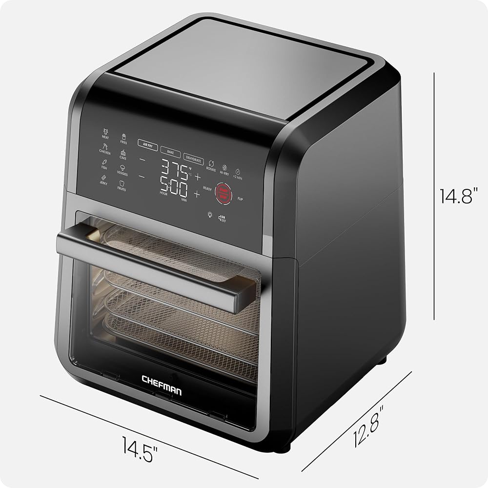 Chefman 12-Quart 6-in-1 Air Fryer Oven with Digital Timer, Touchscreen, and 12 Presets Family Size Countertop Convection Oven, Dishwasher-Safe Parts
