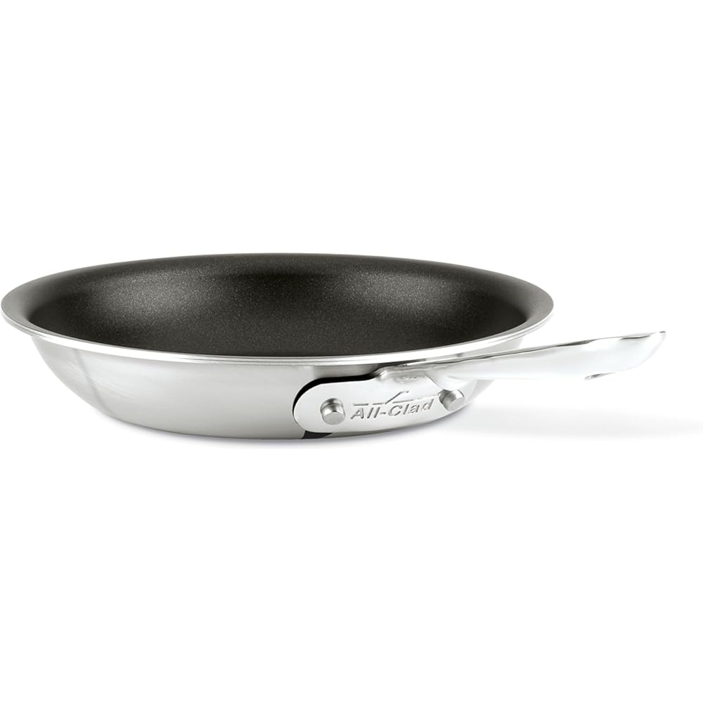 All-Clad D5 8 Inch Brushed Stainless Steel Pro Non Stick Frying pan, 5-Ply Stainless Steel Pan, Induction, Oven Broiler Safe 500F Skillet, Professional Cookware, Silver
