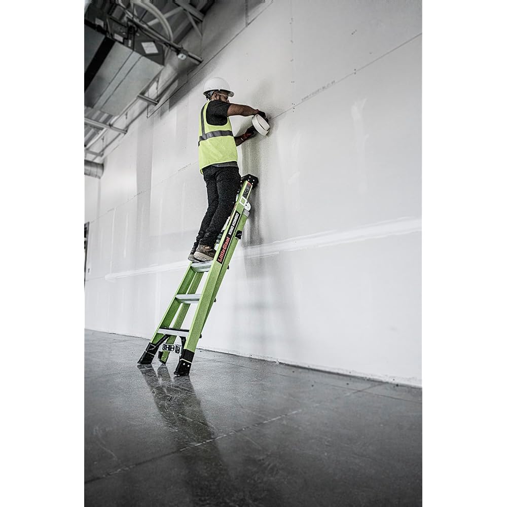 Little Giant Ladders, King Kombo 2.0 XT, Industrial, M6, 6 Ft. A Frame, 10 Ft. Extension, Fiberglass, Type 1AA, 375 lbs Weight Rating, (13936-071), Hi-viz Green