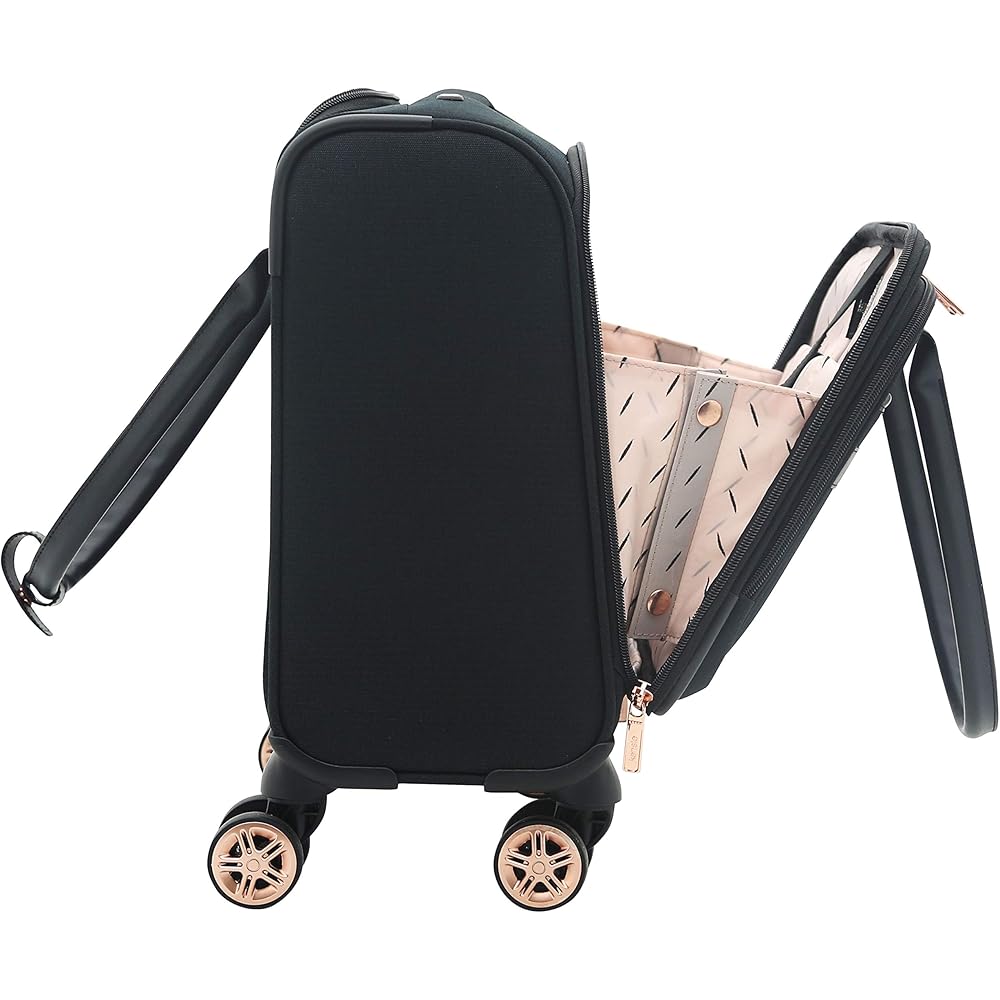 | kensie Hudson Softside Spinner Luggage, Black with Rose Gold, 3-Piece Set (16/20/28) | Luggage Sets