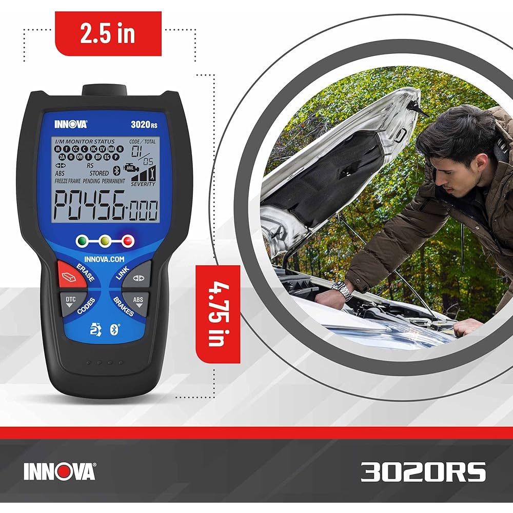 INNOVA 3020RS Fast &amp; Easy-to-Use Check Engine Code Reader, OBD2 Scan tool for ABS Clear with Fix &amp; Part Recommendations, Maintenance Schedules, &amp; Free TSBs on iPhone &amp; Android