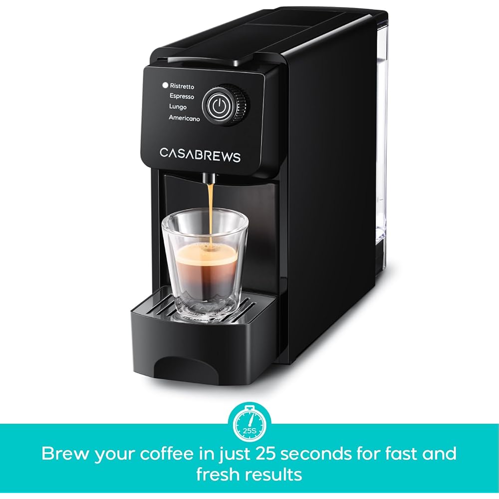 CASABREWS CM7036E Espresso Machine for Nespresso Original Pods, 20 Bar Compact Capsule Coffee Machine with 21 oz Removable Water Tank and 4 Brewing Modes, Mini Espresso Maker for Home or Office, Black