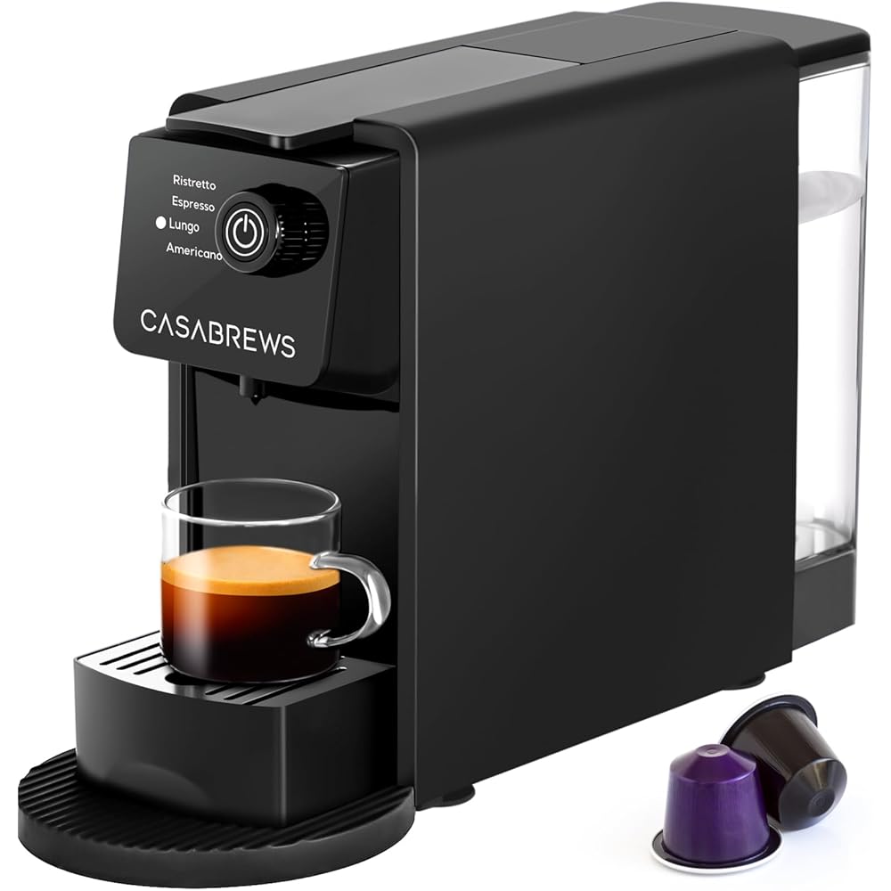 CASABREWS CM7036E Espresso Machine for Nespresso Original Pods, 20 Bar Compact Capsule Coffee Machine with 21 oz Removable Water Tank and 4 Brewing Modes, Mini Espresso Maker for Home or Office, Black