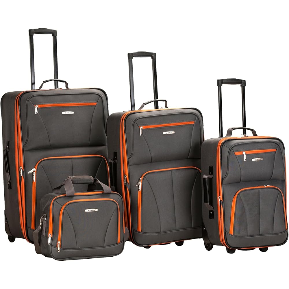 | Rockland Journey Softside Upright Luggage Set, Expandable, Charcoal, 4-Piece (14/19/24/28) | Luggage Sets