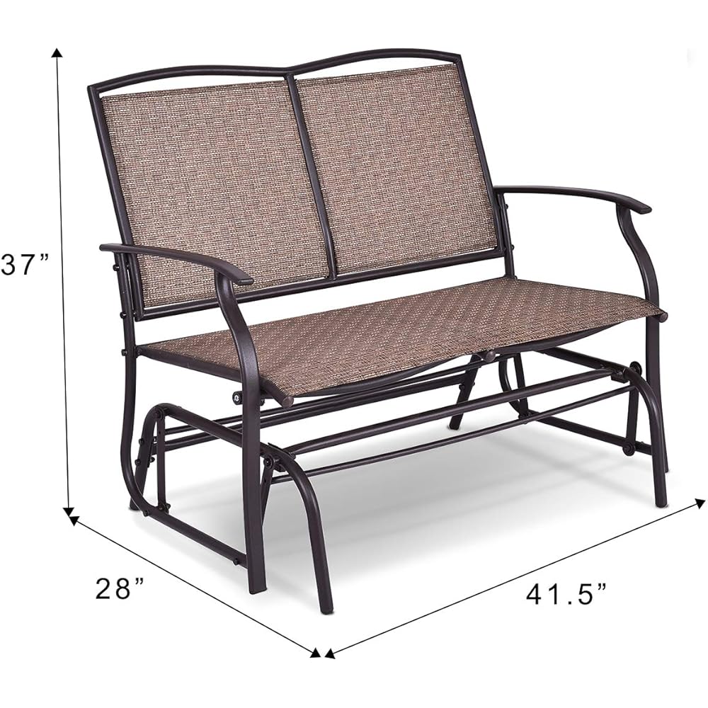 Giantex OP3100-New Patio Glider Bench, Brown 41.5"X28.0"X37"(LXWXH)
