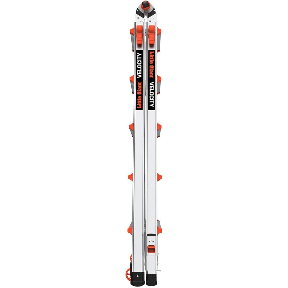 Little Giant Ladders Velocity, 22-Ft Folding Multi-Position Ladder, Aluminum, 300 lb Load Capacity, Type 1A Extra Heavy Duty, 22-Ft Reach, with Ratchet Levelers and Wheels (15422-801)