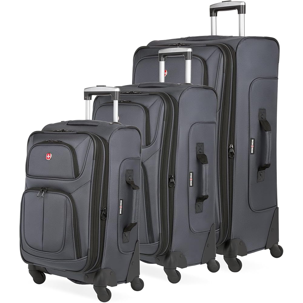 | SwissGear Sion Softside Expandable Luggage, Dark Grey, 3-Piece Set (21/25/29) | Carry-Ons