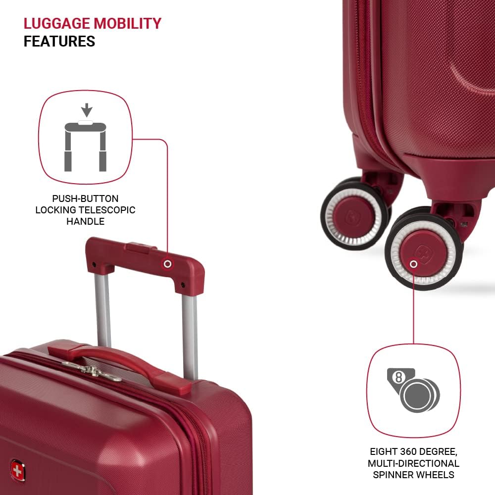| SwissGear 8090 Hardside Expandable Luggage with Spinner Wheels, Burgundy, 3-Piece Set (20/24/28) | Suitcases