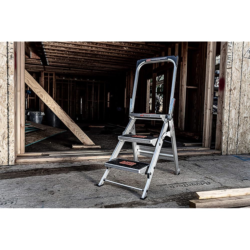 Little Giant Ladders, Safety Step, 3-Step, 3 Foot, Step Stool, Aluminum, Type 1A, 300 lbs Weight Rating, (10310BA)