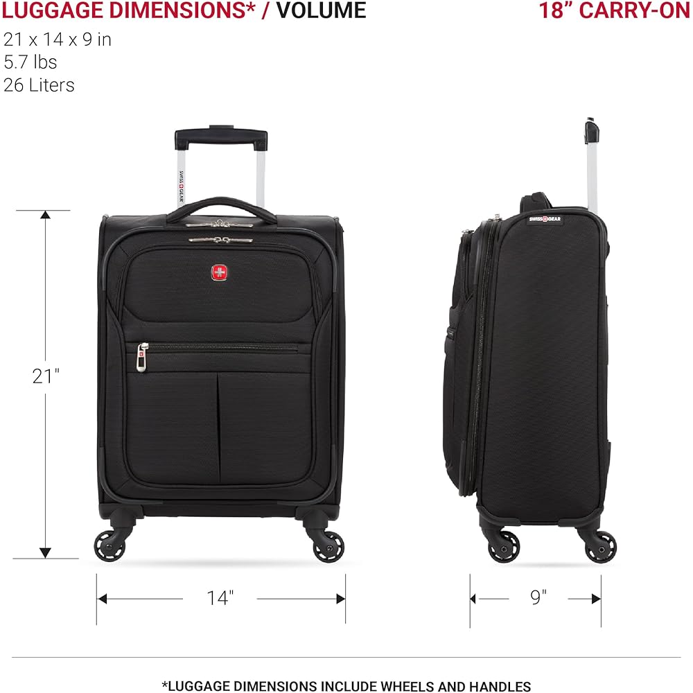 | SwissGear 4010 Softside Luggage with Spinner Wheels, Black, 3-Piece Set (18/23/27) | Suitcases