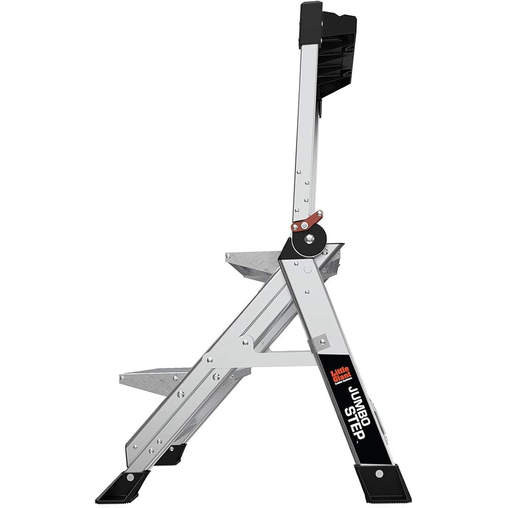 Little Giant Ladders, Jumbo Step, 2-Step, 2 foot, Step Stool, Aluminum, Type 1AA, 375 lbs weight rating, (11902), Silver