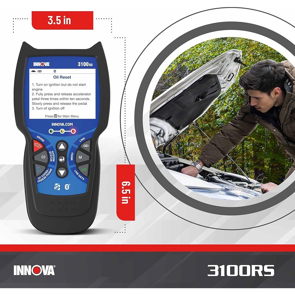 INNOVA 3100RS, OBD2 Scanner, ABS SRS Airbag Scan Tool with Airbag Light &amp; Oil Light Reset, Stream Graph &amp; Record Live Data, Get Suggested Repair &amp; Parts on iPhone or Android