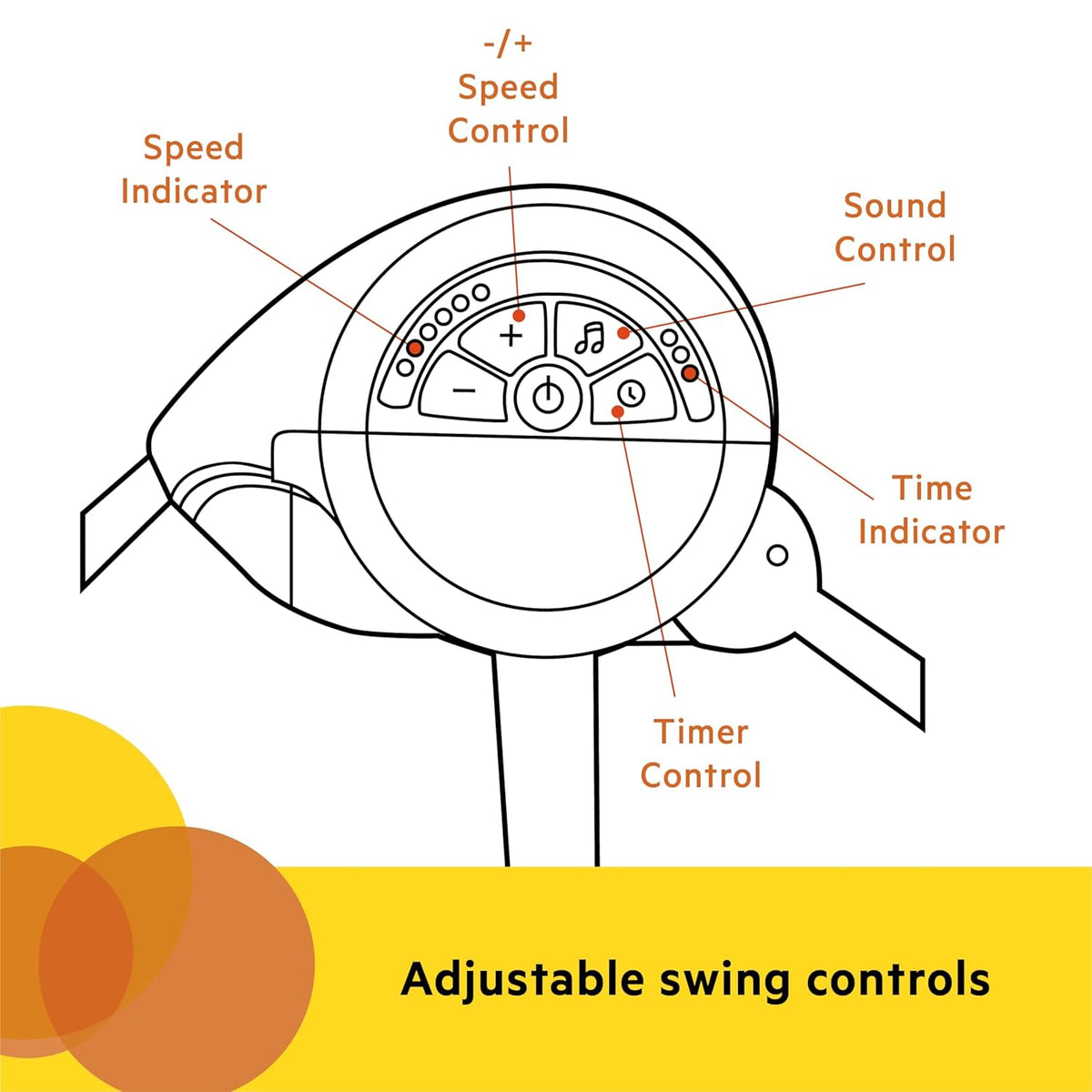 Bright Starts Portable Automatic 6-Speed Baby Swing with Adaptable Speed, Taggies, Music, Removable-Toy-Bar, 0-9 Months 6-20 lbs (Whimsical Wild)