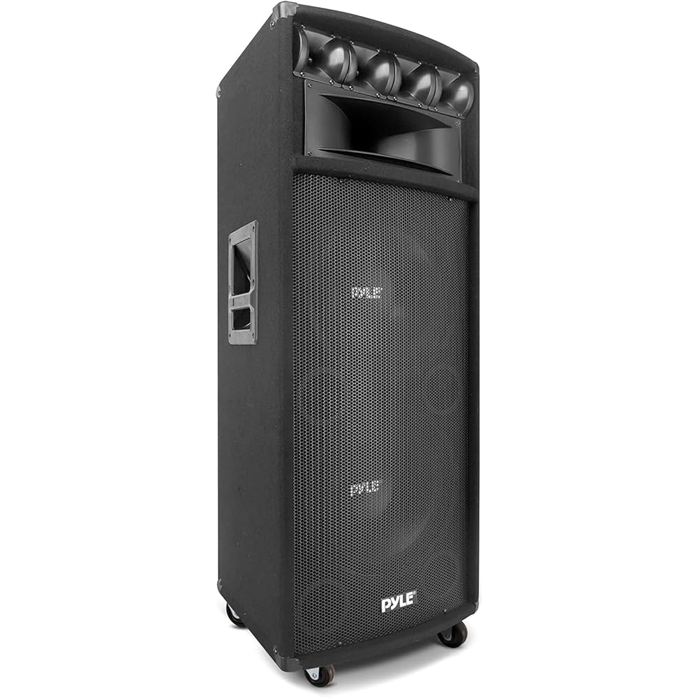 Pyle Portable Cabinet PA Speaker System 1600 Watt Outdoor Stereo Sound Speakers w/ Dual 12" Woofers, 3.4" Piezo Tweeters, 5"x12" Super Horn Midrange, Crossover Network