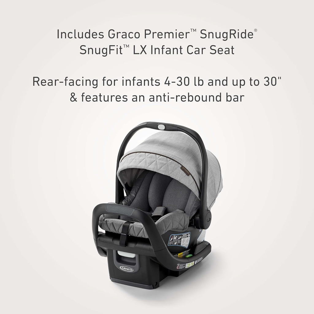 Graco Premier Merge Travel System, Stroller Car Seat Combo, Includes SnugRide SnugFit 35 LX ICS, Midtown