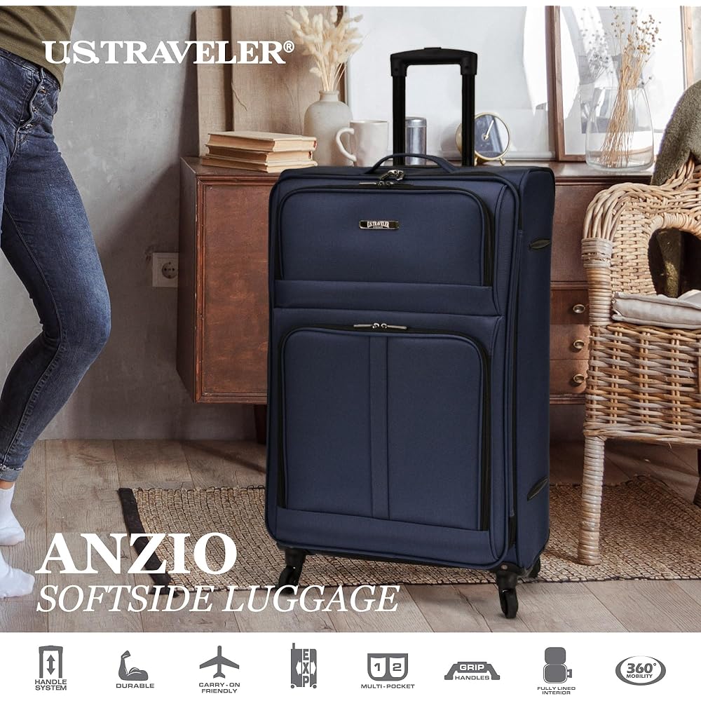 | U.S. Traveler Anzio Softside Expandable Spinner Luggage, Teal, 3-Piece Set (22/26/30) | Suitcases