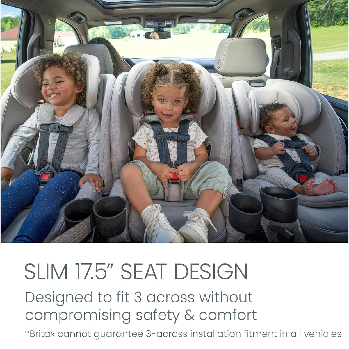 Britax One4Life Slim All-in-One Car Seat, 10 Years of Use, 17.5” SpaceSaver Design, Converts from Rear-Facing Infant Car Seat to Forward-Facing Booster Seat, ClickTight Installation, Mineral Gray