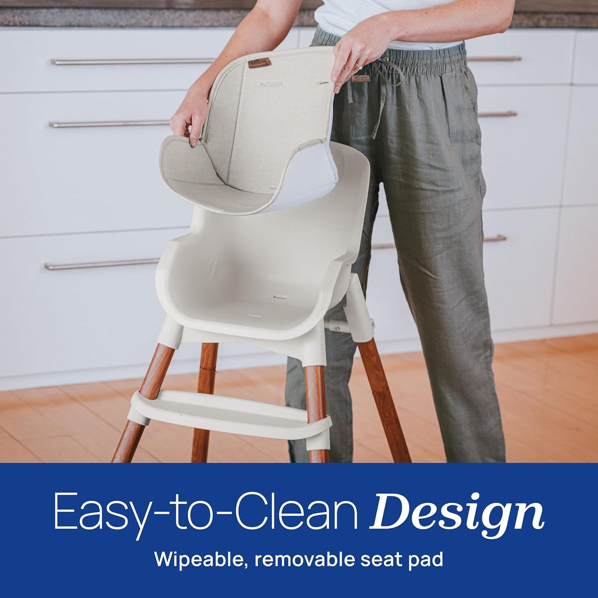 Chicco Zest™ LE 4-in-1 Folding High Chair, Feeding Chair, Toddler Chair and Youth Stool, Multi-Use Easy Clean High Chair | Crema/White