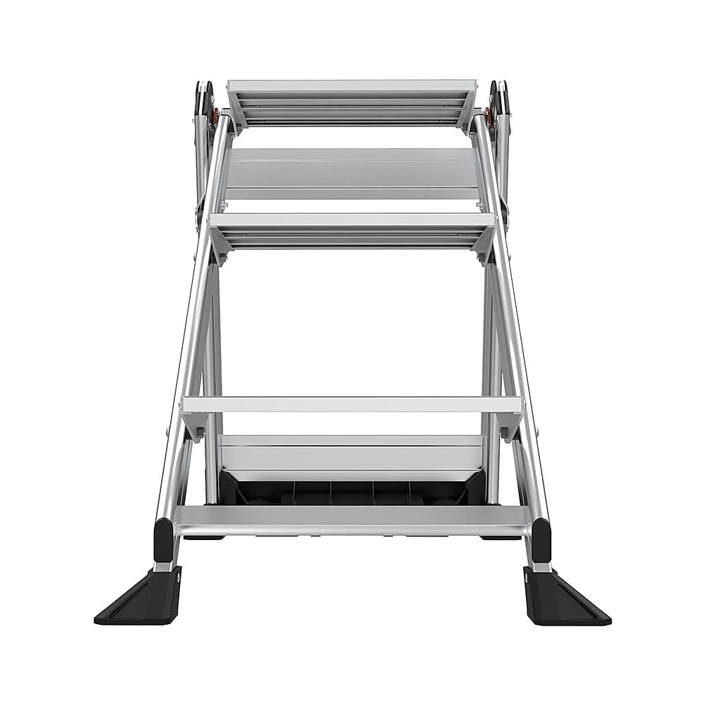 Little Giant Ladders Jumbo Step, Foldable 3-Step Stool, 2.2-Ft Aluminum, with Platform Steps, Handrail, and Tool Tray, 375 lb Load Capacity, Type 1AA, 8.7-Ft Reach, (11903)