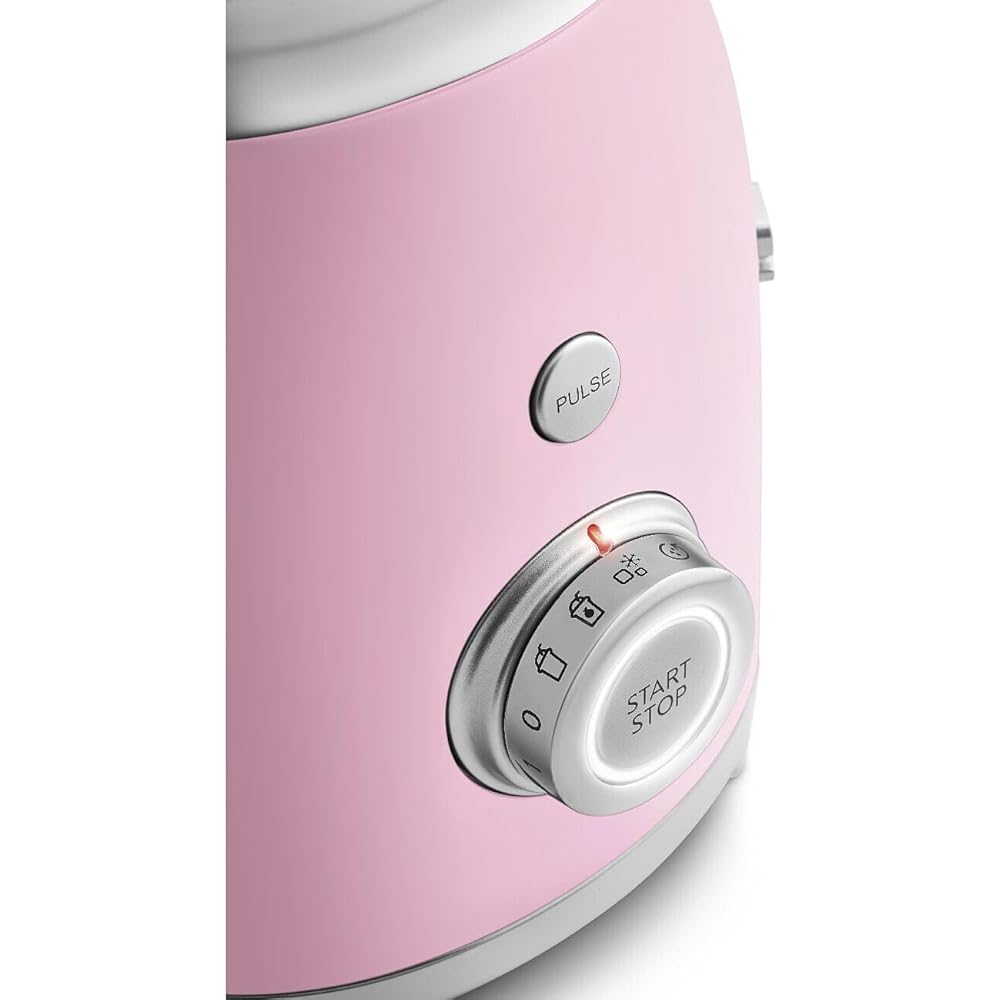 SMEG BLF03 Retro Style Blender – 600W Countertop Blender with 48 oz BPA-Free Jug, 3 Speeds + Pulse, Ice Crush &amp; Smoothie Functions – 50s-Inspired Design-Pink