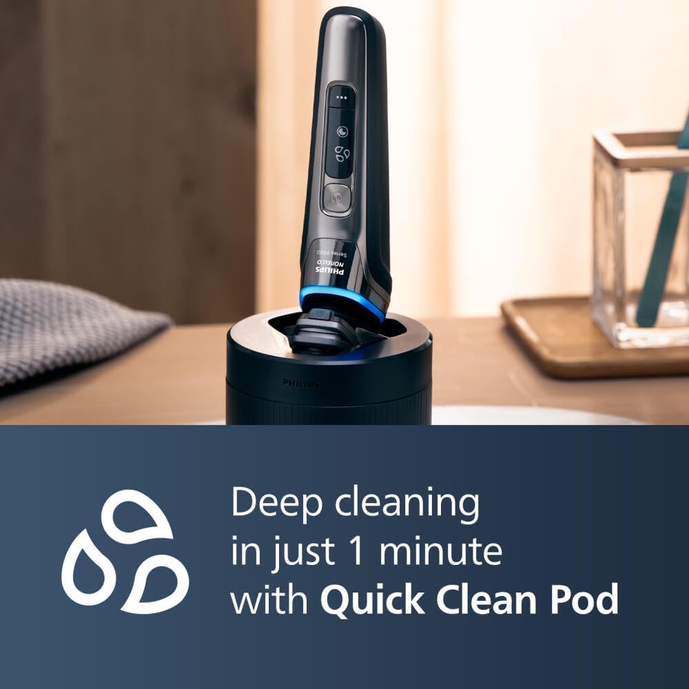 Philips Norelco Shaver Series 9000, Wet and Dry Electric Shaver, with Lift &amp; Cut Shaving System and SenseIQ Technology, Pop-up Trimmer, Cleaning Pod, Charging Stand and Travel Case, Model S9987/85