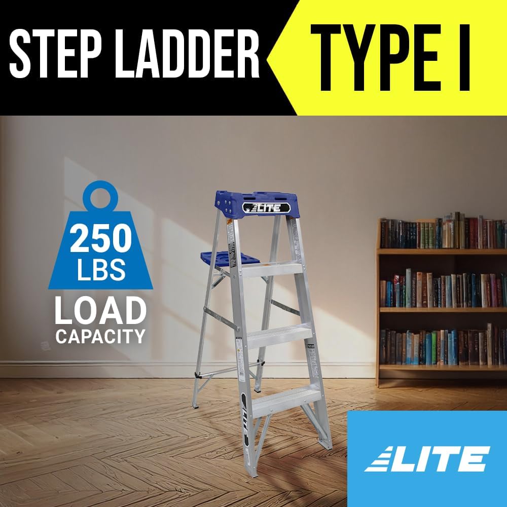LITE 6-foot Aluminium Step Ladder with tool tray, 250-Pound Load Capacity, Type I, LP-2111-06
