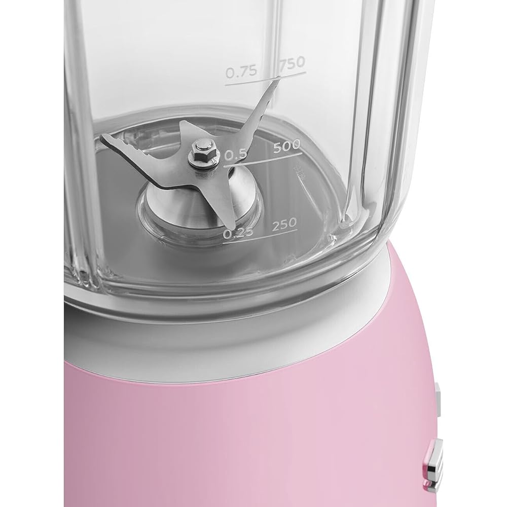 SMEG BLF03 Retro Style Blender – 600W Countertop Blender with 48 oz BPA-Free Jug, 3 Speeds + Pulse, Ice Crush &amp; Smoothie Functions – 50s-Inspired Design-Pink