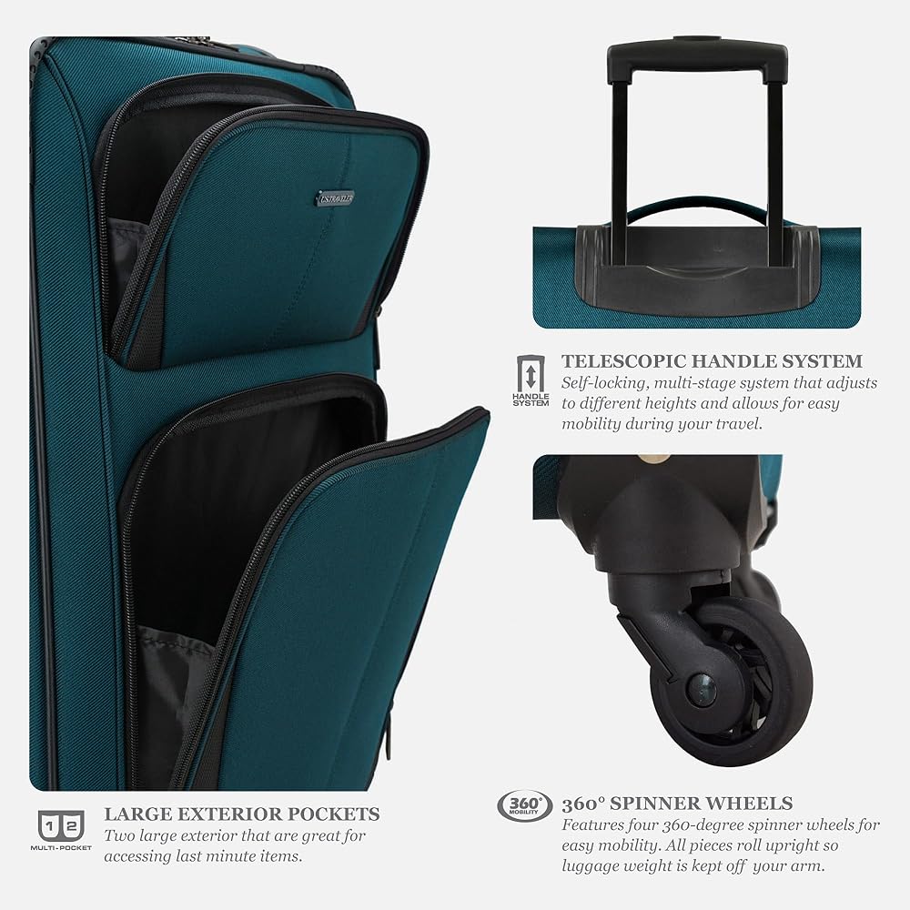 | U.S. Traveler Aviron Bay Expandable Softside Spinner Wheels, Navy, 3 Piece Luggage | Suitcases