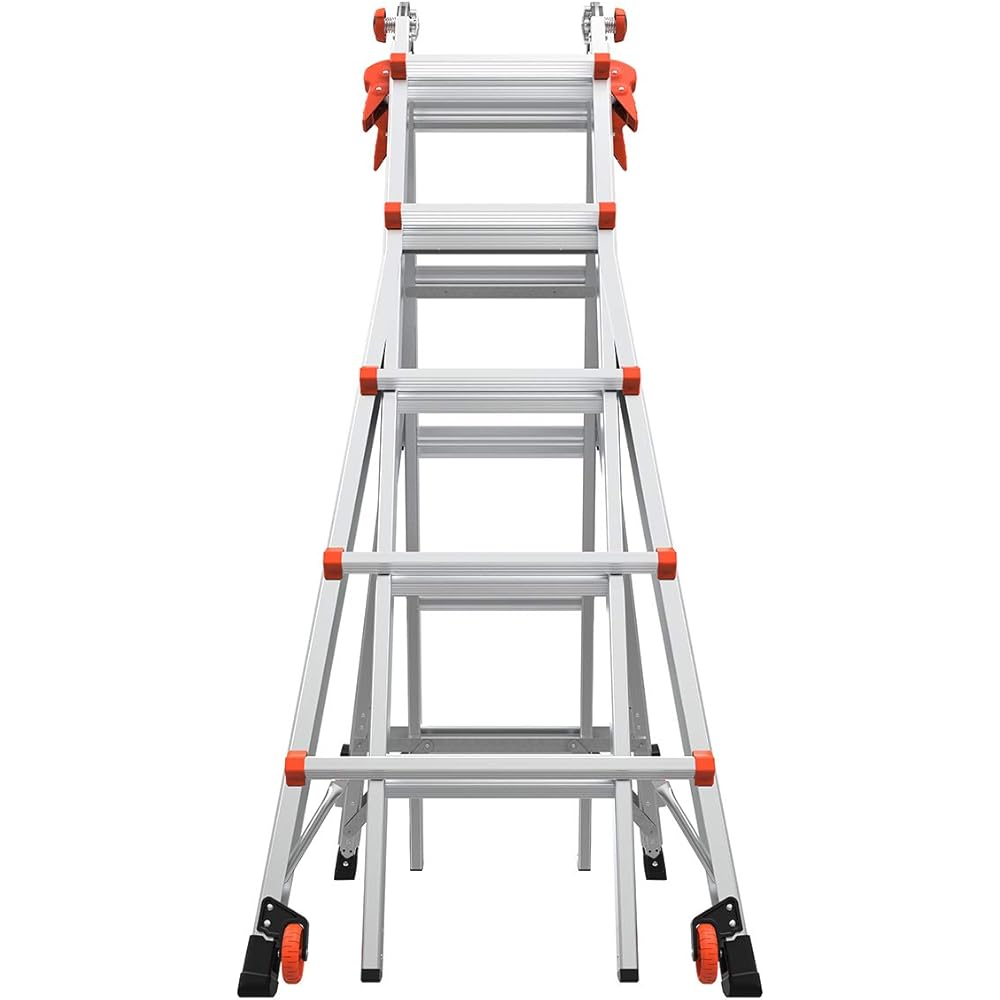 Little Giant Ladders Velocity, 22-Ft Folding Multi-Position Ladder, Aluminum, 300 lb Load Capacity, Type 1A Extra Heavy Duty, 22-Ft Reach, with Ratchet Levelers and Wheels (15422-801)