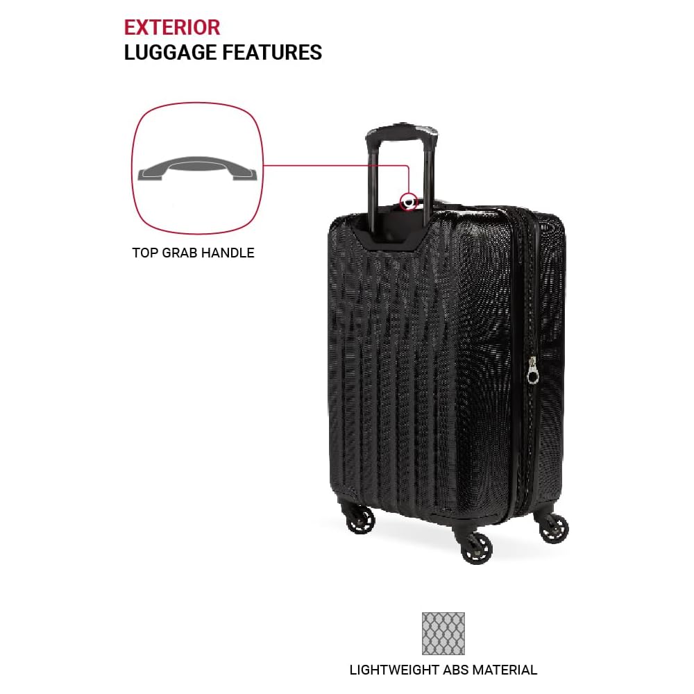 | SwissGear 8018 Expandable Luggage Set Hardside Spinner Wheels, Black, 3-Piece Set (20/24/27) | Suitcases